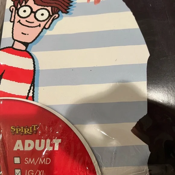 Costume Where’s Waldo Men’s LG/XL NWT
Red/White Striped Shirt w Black Glasses - Picture 4 of 5